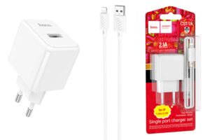 HOCO CS11A/ Сетевое ЗУ + Кабель Type-C 1m/ 1 USB/ Выход: 10.5W/ White 1