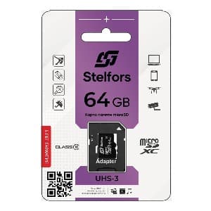 Карта памяти microSDXC  64GB Stelfors class 10/UHS-1 (+SD адаптер) 1