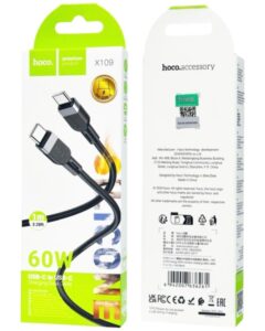 Дата-кабель USB 3.0A 60W для Type-C Type-C Hoco X109 силикон 1м (White) 1