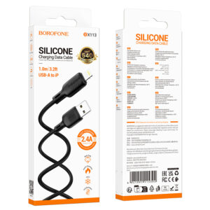 Дата-кабель USB 2.4A для Lightning 8-pin Borofone BX113 силикон 1м (Black) 1