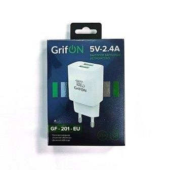 СЗУ GrifON 2USB 2.4A Fast Charger GF201 +lightning 1 СЗУ GrifON 2USB 2.4A Fast Charger GF201 +lightning 1