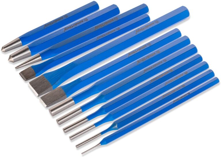 Набор выколоток и зубил 12 шт., 1.5, 2, 3, 4, 5, 6, 8, 10, 12, 16 мм, 48-52 HRC, 40Х, Smartbuy Tools 1