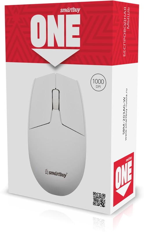 Мышь беспроводная Smartbuy ONE 203AG-W белая (SBM-203AG-W) / 100 1