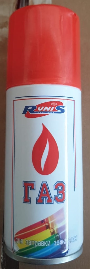 Газ для зажигалок RUNIS, метал. баллон, 140 мл, белый/36/ 1