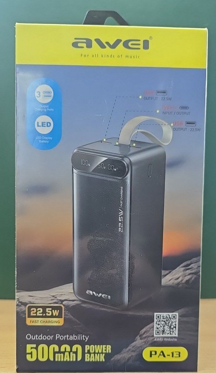 Внешний аккумулятор Awei PA13 50000mah 22.5W 1