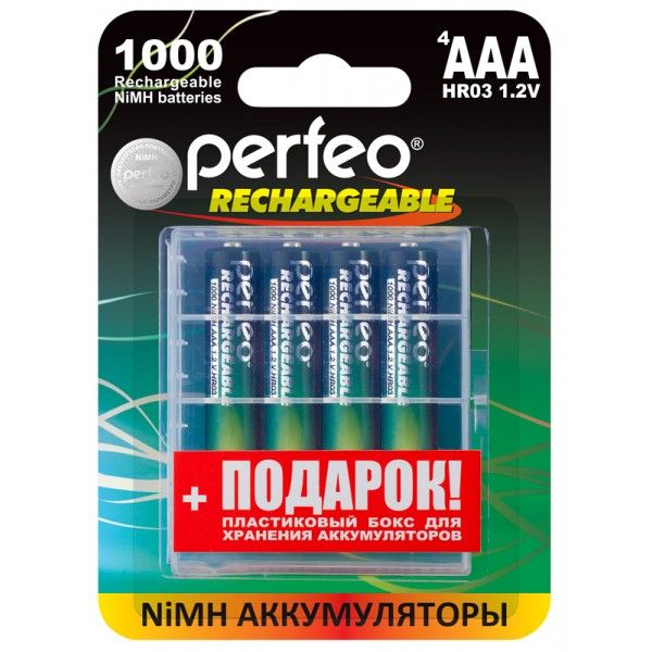 Perfeo AAA1000mAh/4BL+BOX Аккумулятор 1 Perfeo AAA1000mAh/4BL+BOX Аккумулятор 1