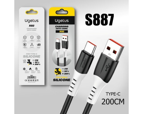 Кабель USB X82 Type-C силиконовый 2000mm (Black)  10pcs 1