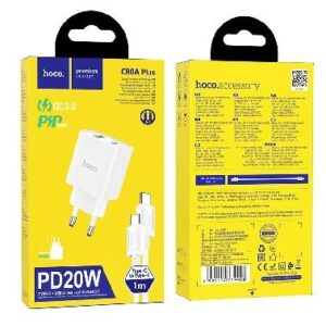 СЗУ HOCO C80A PLUS TYPE-C/TYPE-C WHITE 1