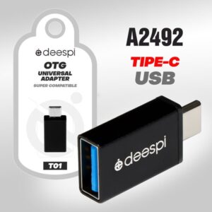 OTG переходник deespi T01  Type-C на USB Metal в блистере (black)  10pcs 1