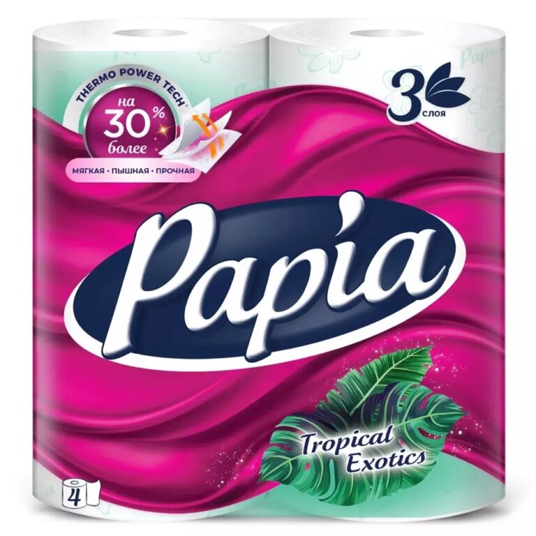 Papia туалетная бумага 3 слоя 4 рулонов Тропическая экзотика 1