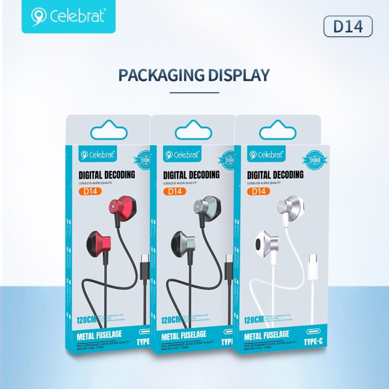 Наушники Celebrat D14 Type-C 1.2m (Red) 1