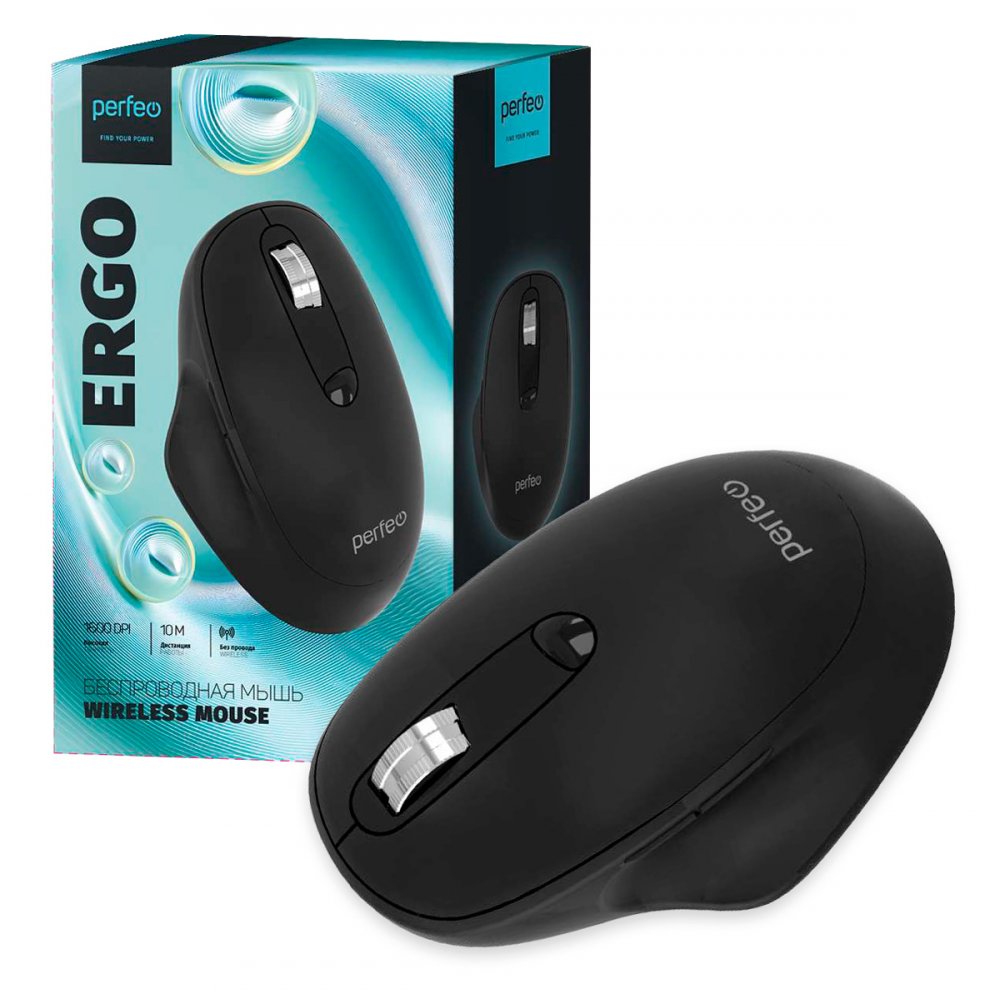 Perfeo мышь беспров., оптич. "ERGO", 4 кн, 800-1600 DPI, USB, чёрн. 1 Perfeo мышь беспров., оптич. "ERGO", 4 кн, 800-1600 DPI, USB, чёрн. 1