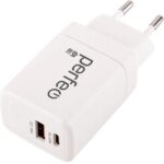 PERFEO Сетевое зарядное устройство с двумя разъемами USB-A+TYPE-C, GaN, 45W, белый (I4663)