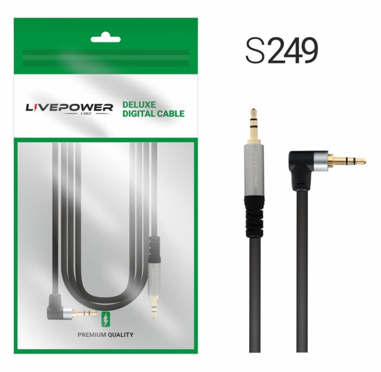 Кабель Аудио Premium H224  AUX Jack 3,5mm M/M 90° 1800mm (25pcs) 1