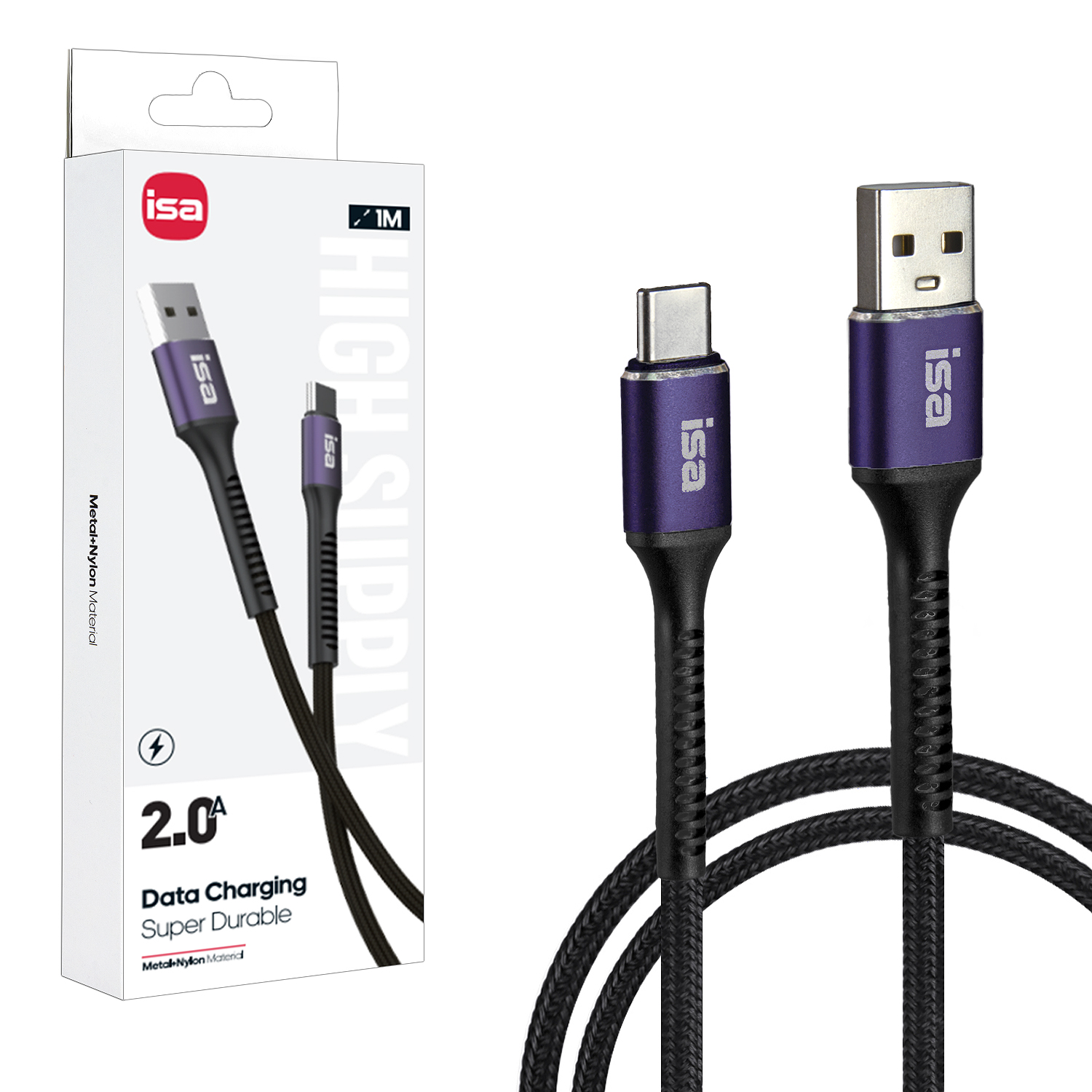 Кабель USB на Type-C 1m 2A BX-6 ISA черно-фиолетовый IS111896 1 Кабель USB на Type-C 1m 2A BX-6 ISA черно-фиолетовый IS111896 1