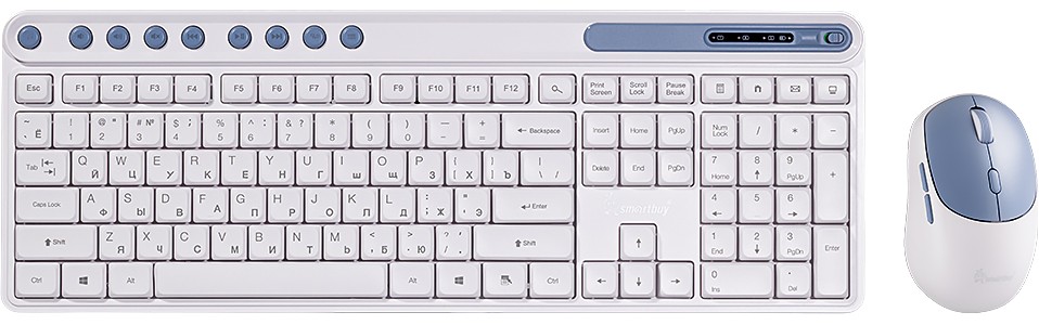 Комплект клавиатура+мышь мультимедийный Smartbuy 107AG бело-голубой (SBC107AGW) /20 1 Комплект клавиатура+мышь мультимедийный Smartbuy 107AG бело-голубой (SBC107AGW) /20 1