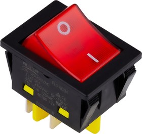 Выключатель клавишный 250В 32А (4с) ON-OFF красный с подсветкой (SBE-32-S31r) 1