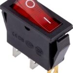 Выключатель клавишный 250В 6А (4с) ON-OFF красный  с подсветкой (SBE-06-S34r)