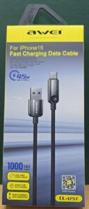 Кабель USB Awei CL175T USB/Type-C 45W {Black} 1000mm 1