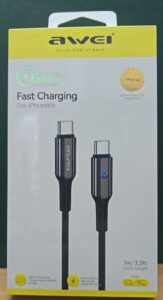 Кабель USB Awei CL9C Type-C/Type-C с авто отключением {Black} 1000mm 1