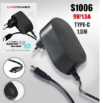 Блок питания Live-Power  для VK Капсула мини 9V SP10 9V/1,5A  (Type-C) кабель 1,5м Black