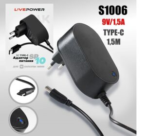 Блок питания Live-Power  для VK Капсула мини 9V SP10 9V/1,5A  (Type-C) кабель 1,5м Black 1