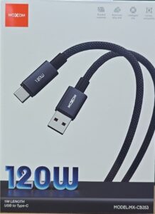 MOXOM кабель Type-C/USB/120W/1m MX-CB353 black 1