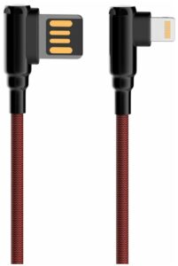 LDNIO LS422/ USB кабель Lightning/ 2m/ 2.4A/ медь: 120 жил/ Угловой коннектор/ Нейлоновая опл./ Red 1