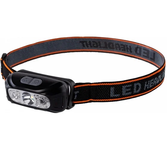 Фонарь налобный COB LED,  налобный ремень, 3xAAA батарея, ABS, Smartbuy 1