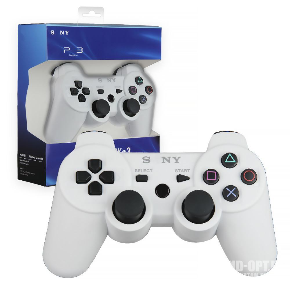 Джойстик PS3 (Bluetooth) беспроводной белый (50 шт/кор) 1 Джойстик PS3 (Bluetooth) беспроводной белый (50 шт/кор) 1