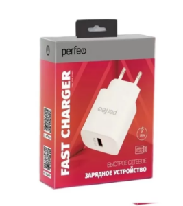 PERFEO Сетевое зарядное устройство с разъемом USB, QC3.0, 18W, белый (I4659) 1