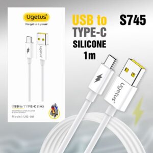 Кабель USB UG08 Type-C силиконовый в упаковке 1000mm White 20pcs 1