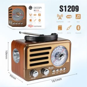 Радиоприемник deespi РЕТРО-стиль RE-01B BT/AM/FM/SW/USB/AUX/MicroSD 1