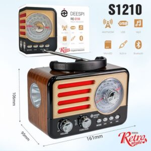 Радиоприемник deespi РЕТРО-стиль RE-01R BT/AM/FM/SW/USB/AUX/MicroSD 1