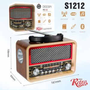 Радиоприемник deespi РЕТРО-стиль RE-03 BT/AM/FM/SW/USB/AUX/MicroSD 1