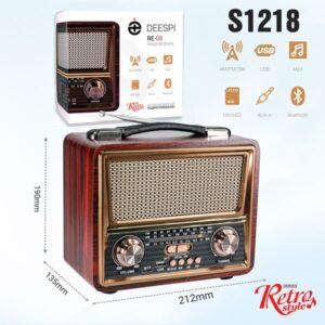 Радиоприемник deespi РЕТРО-стиль RE-08 BT/AM/FM/SW/USB/AUX/MicroSD 1