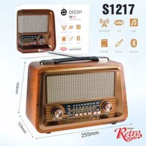 Радиоприемник deespi РЕТРО-стиль RE-07 BT/AM/FM/SW/USB/AUX/MicroSD0 1