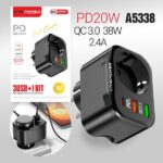 Многофункциональный сетевой фильтр NS3 3USB+1 розетка (QC3.0+PD20W) 38W black