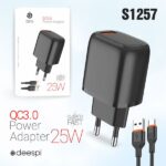 Сетевое зарядное устройство deespi DE16 25W QC.0 + кабель Type-C Black