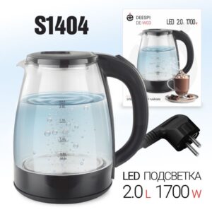 Чайник электрический deespi DE-W03 2,0л/1700Вт (стекло, пластик) черный 1