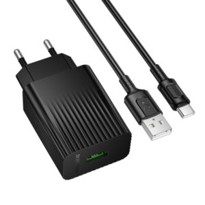 Сетевой адаптер питания BOROFONE BAS72A 1USB + кабель Type-C (черный) 1