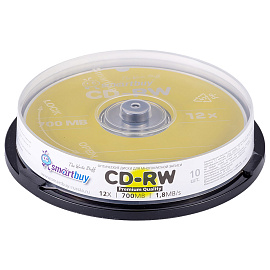 Диски для многократной записи SMARTBUY CD-RW, 700 Мб, 12х, 10шт, кейк-бокс (SBCD-RW10)/20 1