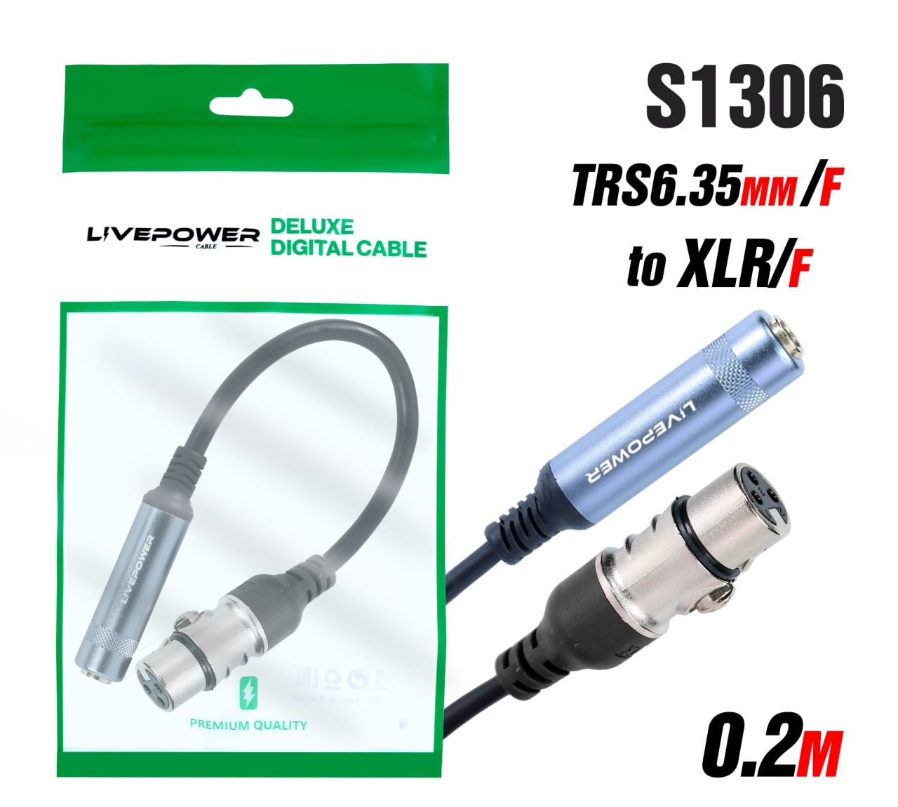 Кабель Аудио Premium T-22 TRS6.35mm/F to XLR/F 200mm (25pcs) 1 Кабель Аудио Premium T-22 TRS6.35mm/F to XLR/F 200mm (25pcs) 1