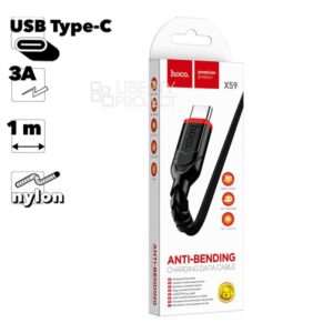 HOCO X59/ USB кабель Type-C/ 1m/ 2.4A/ Нейлон/ Black 1