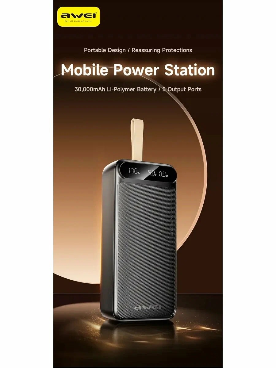 Внешний аккумулятор Awei PA12 30000mah 22.5W 1 Внешний аккумулятор Awei PA12 30000mah 22.5W 1