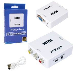 Адаптер H129 Mini AV2VGA 1080p Converter to 3 rca (White) 10pcs 1