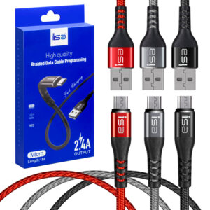 Кабель USB на MicroUSB 1m 2.4A LUX алюминий/нейлон DC-R02 ISA красный 1