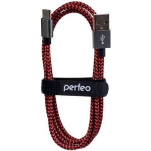 PERFEO Кабель USB A вилка - Type-C вилка, черно-красный, длина 3 м. (U4902) 1