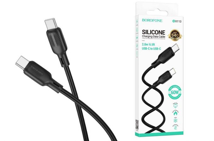 BOROFONE BX113/ PD кабель Type-C-Type-C/ 3m/ 60W/ Силикон/ Black 1