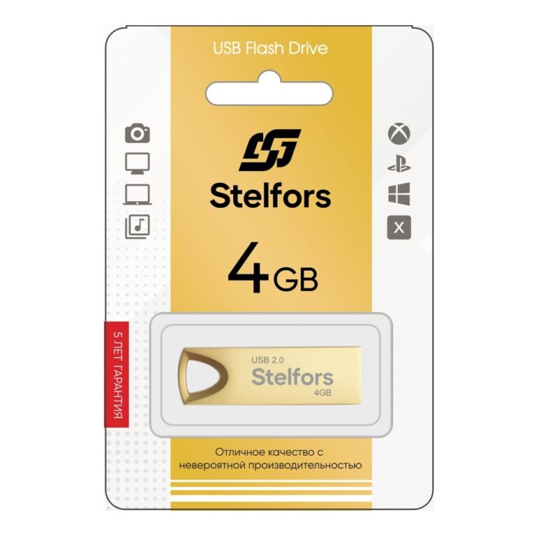 Флеш-накопитель 4GB USB 2.0 Stelfors 117 серия (метал.золото) 1